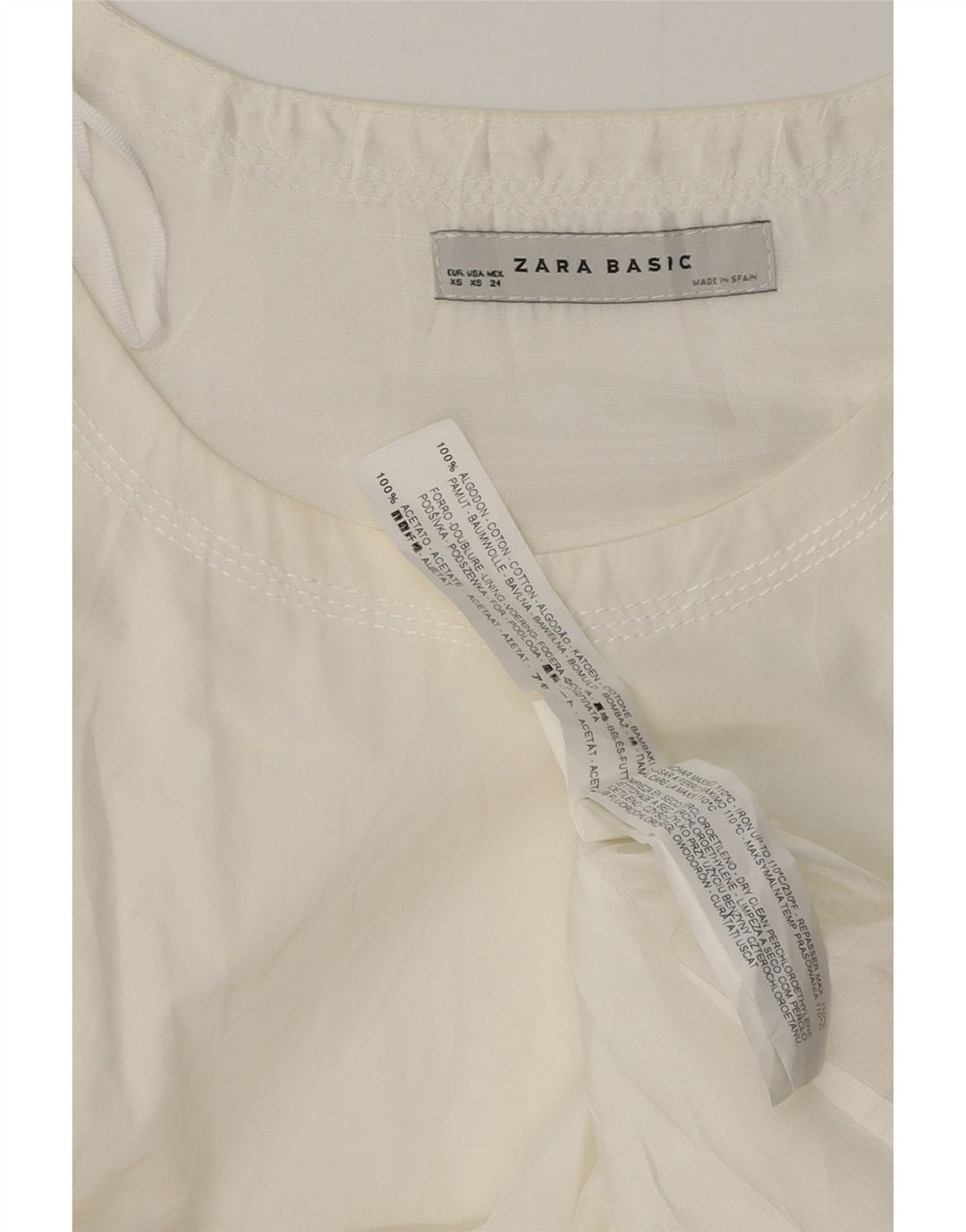 Женское платье прямого кроя без рукавов Zara UK 6 XS, белый хлопок