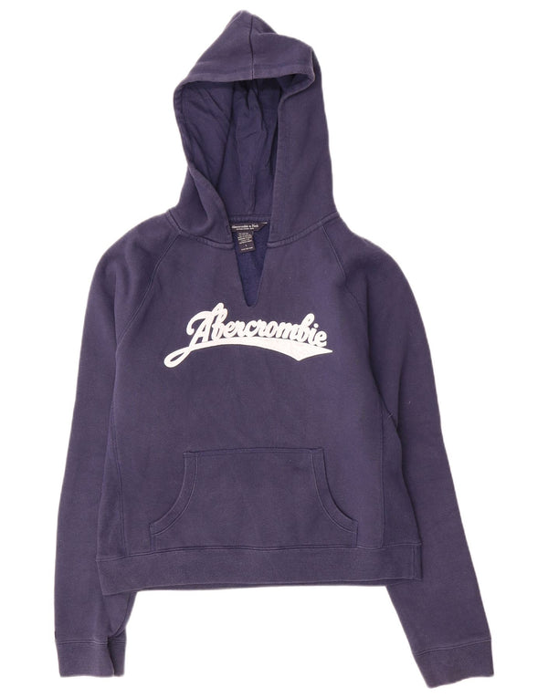 Женский укороченный джемпер с капюшоном с рисунком Abercrombie & Fitch UK 16, большой темно-синий