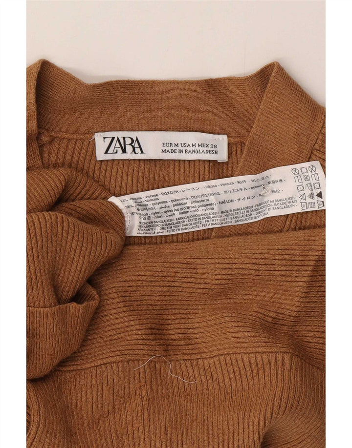 Женский укороченный кардиган Zara UK 14, средний коричневый вискоза
