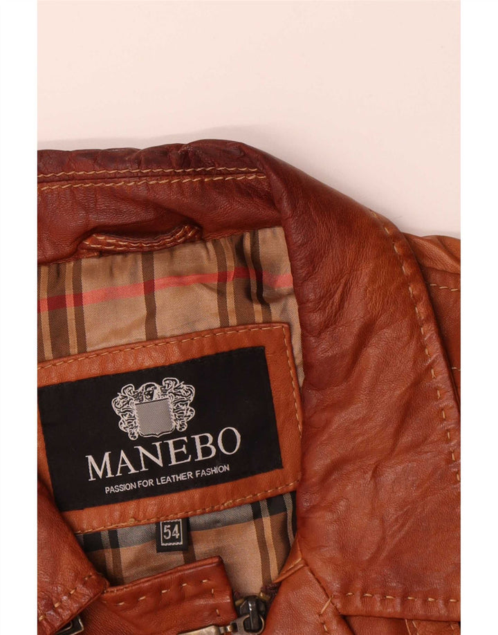 Мужская кожаная куртка Manebo EU 54 2XL Коричневая