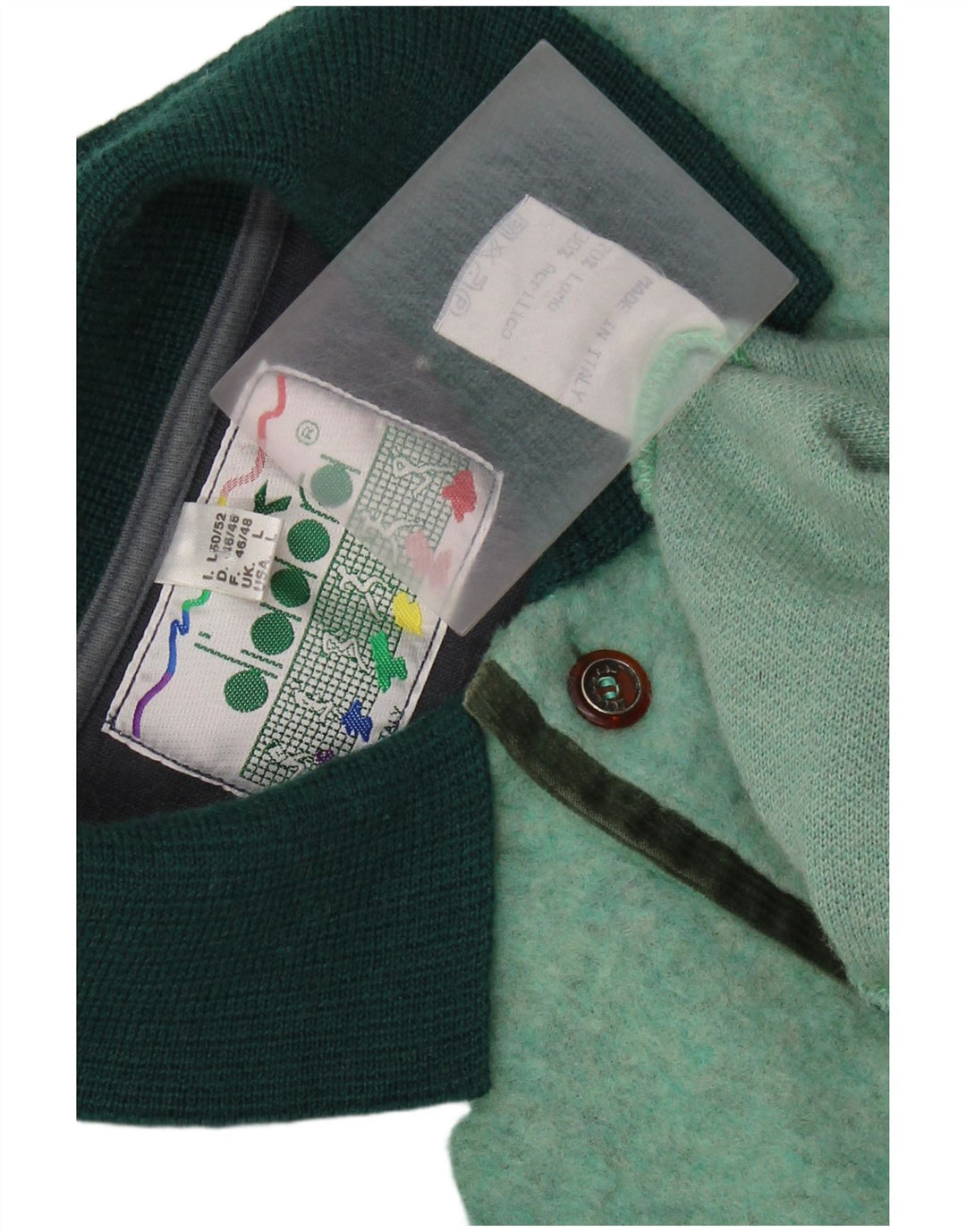 Мужской джемпер с воротником поло DIADORA, большой зеленый шерстяной свитер