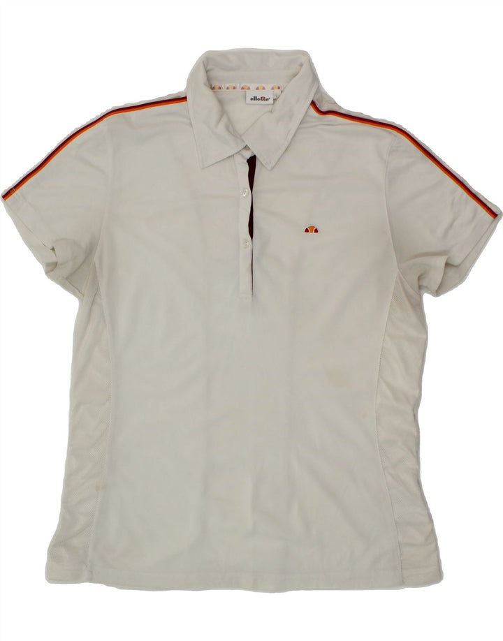 ELLESSE Womens Polo Shirt UK 18 XL White Polyester Vintage Ellesse and Second-Hand Ellesse from Messina Hembry 