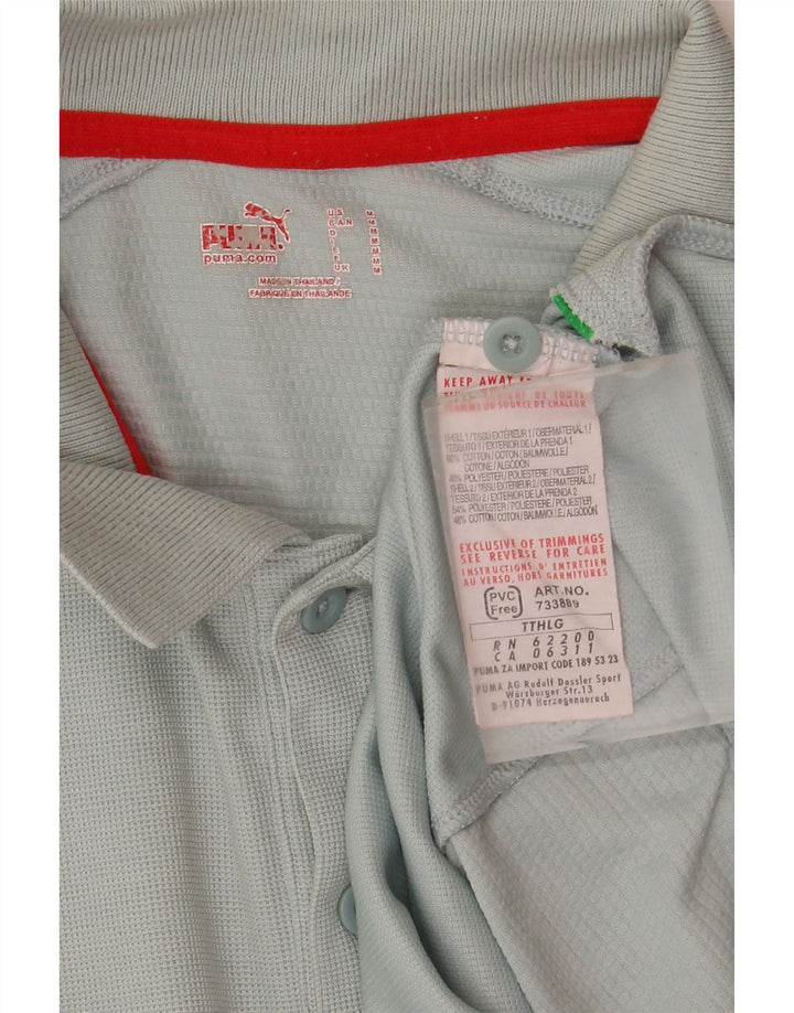 Мужская рубашка-поло с графическим рисунком Puma Italia, хлопок среднего синего цвета