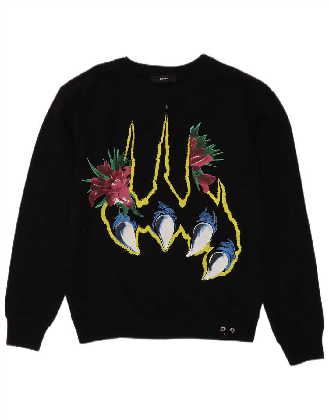 Женский свитер с рисунком DIESEL UK 10, маленький черный хлопковый джемпер