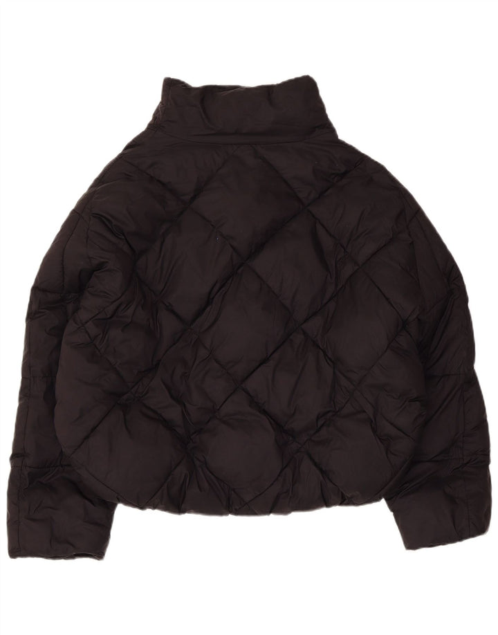 Женская укороченная стеганая куртка оверсайз Zara UK 14, средний черный полиэстер