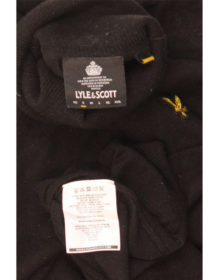 Мужской джемпер с высоким воротником LYLE & SCOTT, маленький черный хлопковый свитер