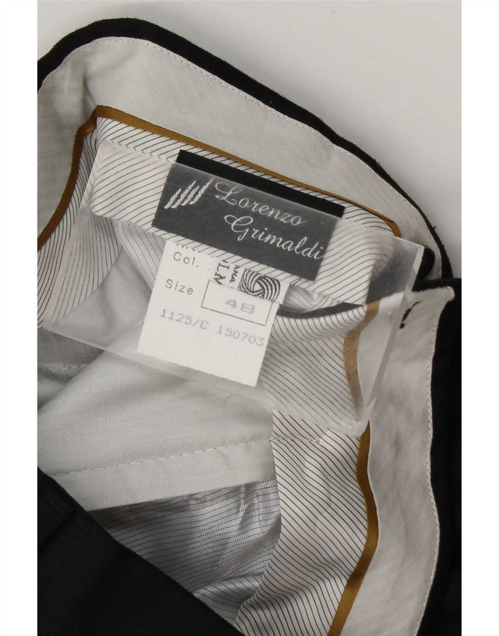 Винтажные мужские костюмные брюки с привязкой IT 48 Medium W32 L34 Черные шерстяные