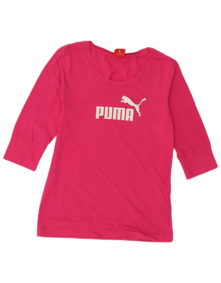 Женский топ с рисунком Puma, рукав 3/4, Великобритания, 12, средний розовый, хлопок