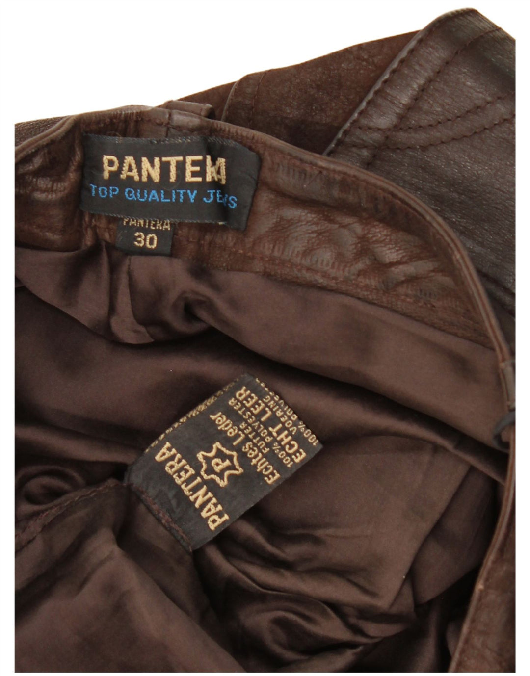 Мужские прямые кожаные брюки Pantera W30 L30 коричневые кожаные