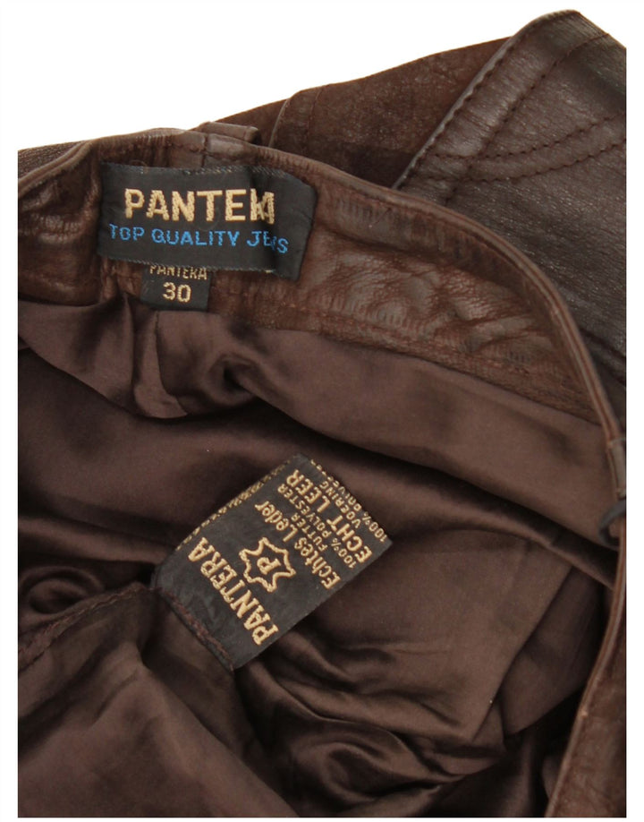 Мужские прямые кожаные брюки Pantera W30 L30 коричневые кожаные