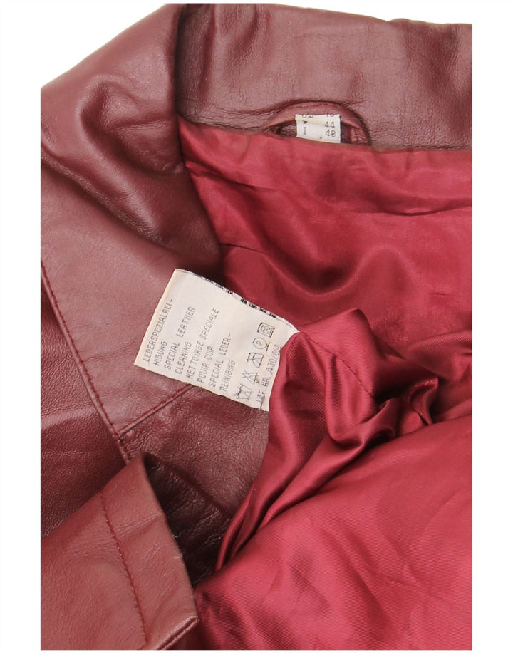 Винтажное женское кожаное пальто IT 48 XL Темно-бордовая кожа