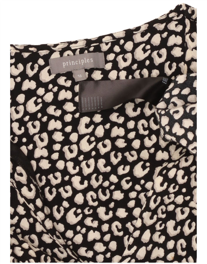 ПРИНЦИПЫ Женское многоярусное платье с рукавами 3/4, Великобритания 16, большое черное животное с принтом