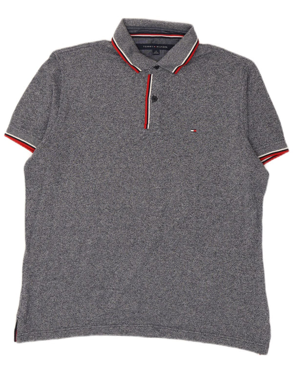 Мужская рубашка-поло Tommy Hilfiger, хлопковая темно-синяя полоска большого размера