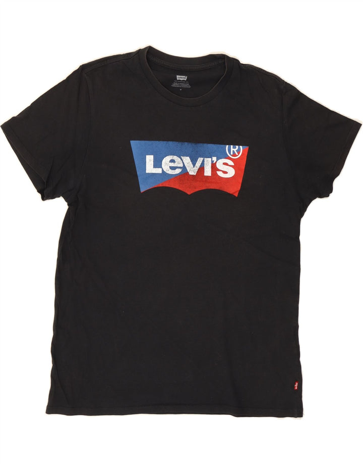 LEVI'S Mens Graphic T-Shirt Top Medium Black Cotton Vintage Levi's and Second-Hand Levi's from Messina Hembry 