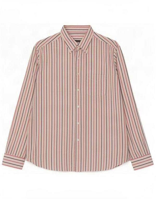 Мужская рубашка Roccobarocco, размер 45, 18, 2XL, хлопок в белую полоску