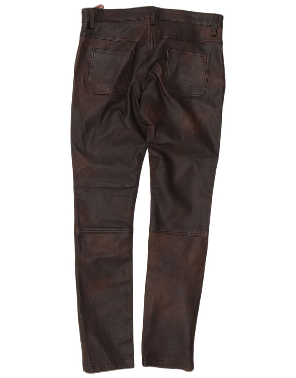 il Lago Мужские узкие кожаные брюки IT 48 Medium W30 L32 Коричневые кожаные