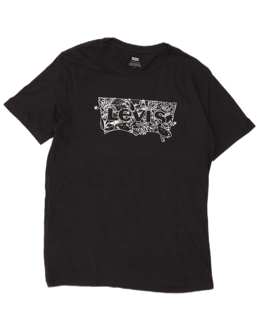 Мужская футболка с рисунком Levi's, верх среднего размера, черный хлопок, хлопок