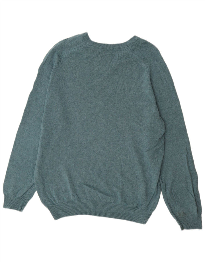 Мужской джемпер с v-образным вырезом Marks & Spencer Blue Harbour, большой зеленый