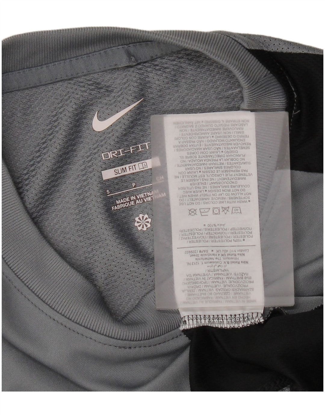 Мужская футболка Nike Dri Fit Slim Fit, маленький серый полиэстер с цветными блоками