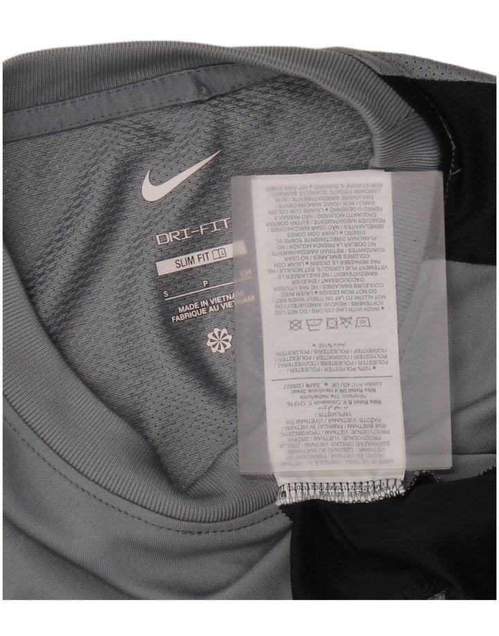 Мужская футболка Nike Dri Fit Slim Fit, маленький серый полиэстер с цветными блоками