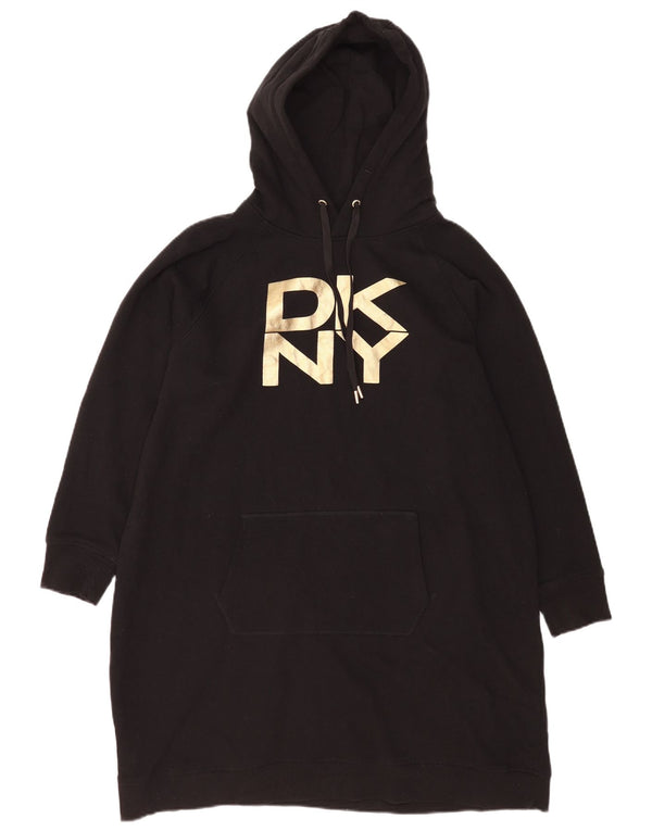 Dkny Женское платье с капюшоном и длинными рукавами, Великобритания, 18 XL, черный хлопок