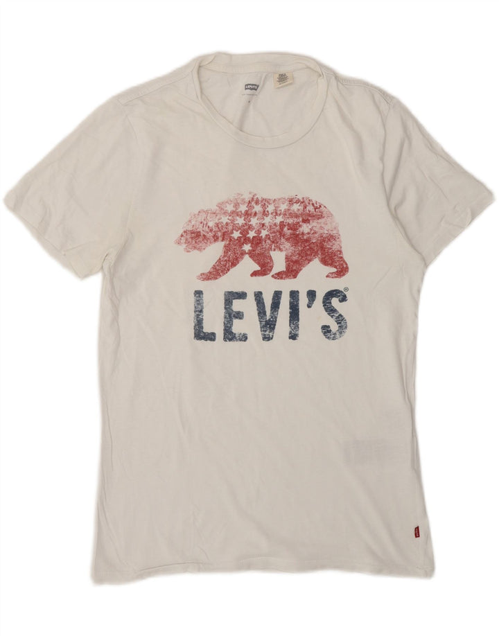 LEVI'S Mens Graphic T-Shirt Top XS White Cotton
