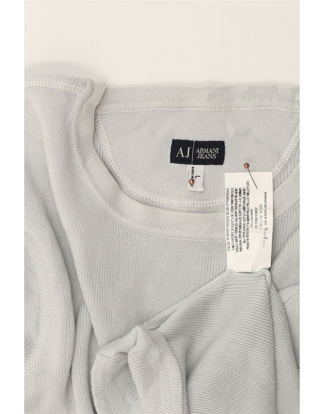 Armani Jeans Мужской топ с длинным рукавом, большой серый хлопок
