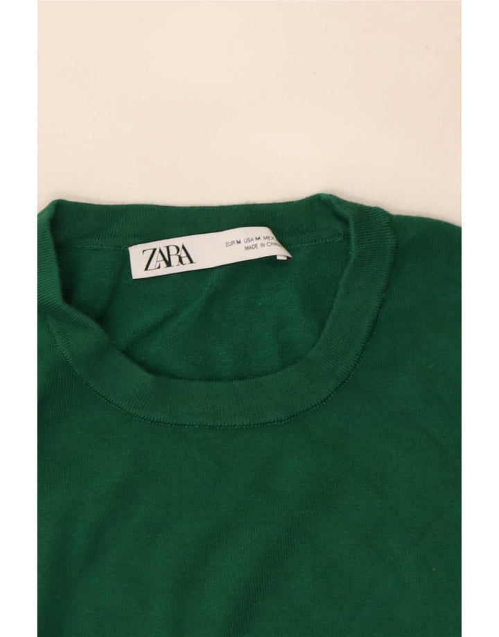 Женский джемпер с круглым вырезом Zara UK 12, средний зеленый цвет