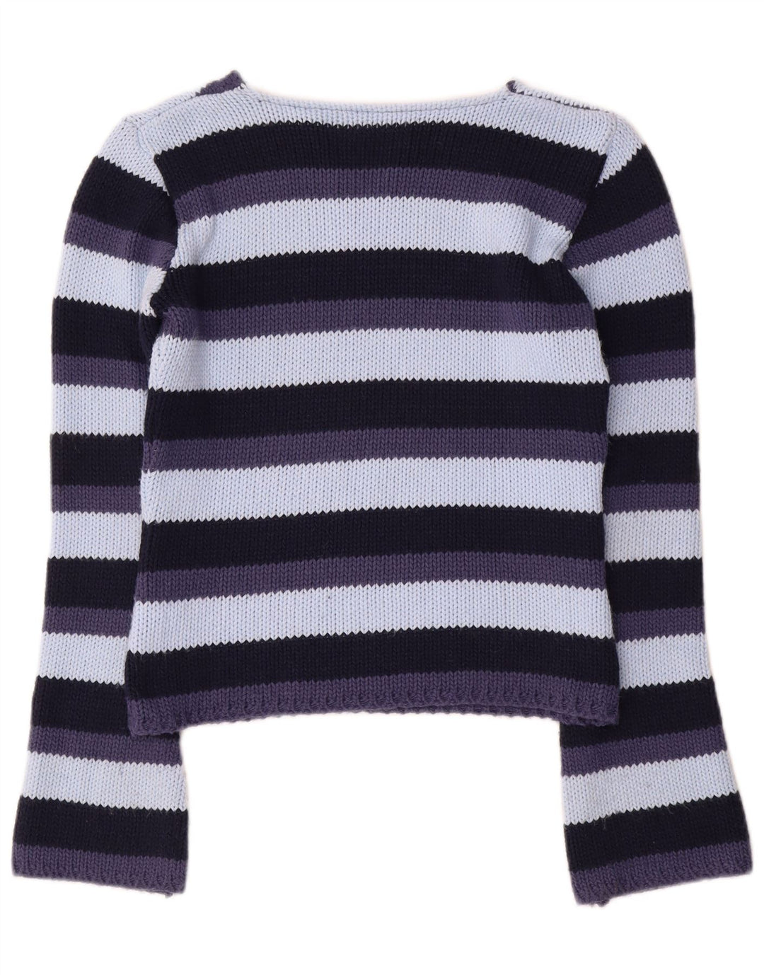 Винтажный женский джемпер с v-образным вырезом, Великобритания, 12 средних разноцветных полосок