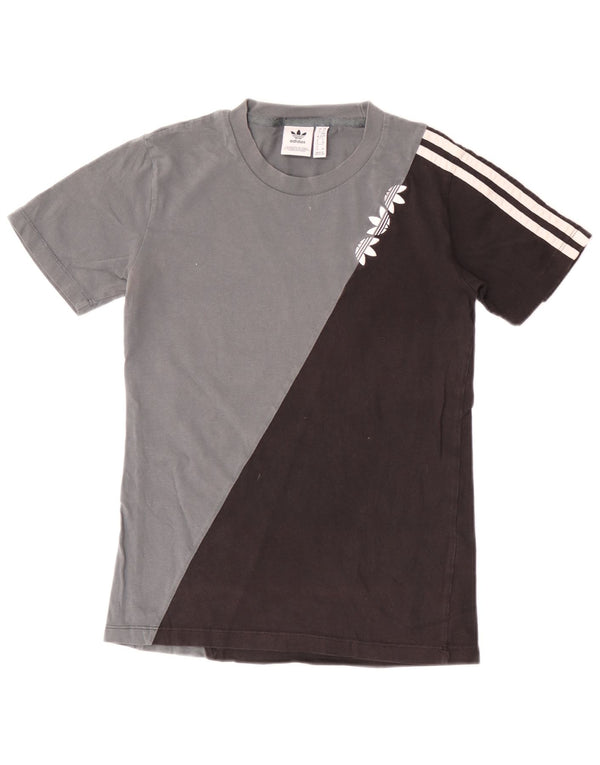 Женская футболка Adidas Top UK 6 XS Серая, хлопок с цветными блоками