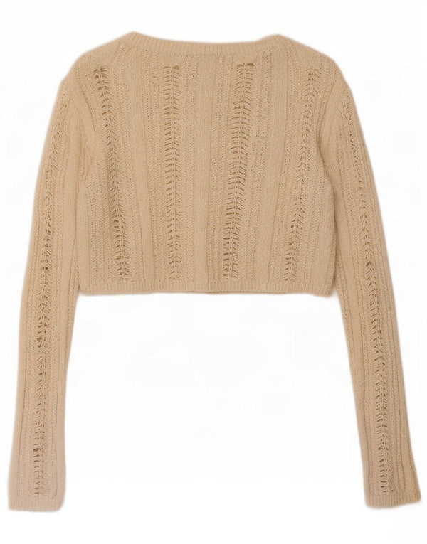 Женский укороченный кардиган Zara UK 10, маленький бежевый хлопок