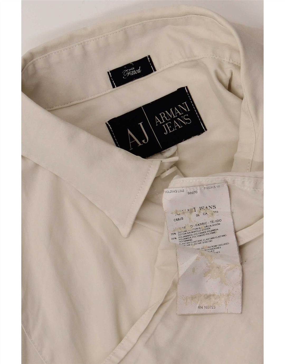 Мужская приталенная рубашка Armani Jeans, большой белый хлопок
