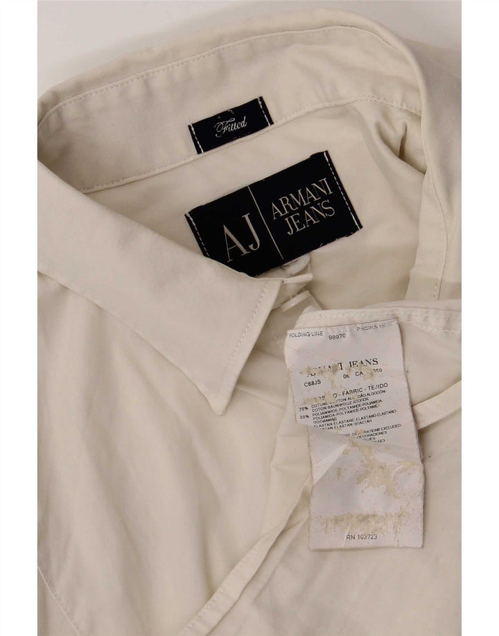 Мужская приталенная рубашка Armani Jeans, большой белый хлопок