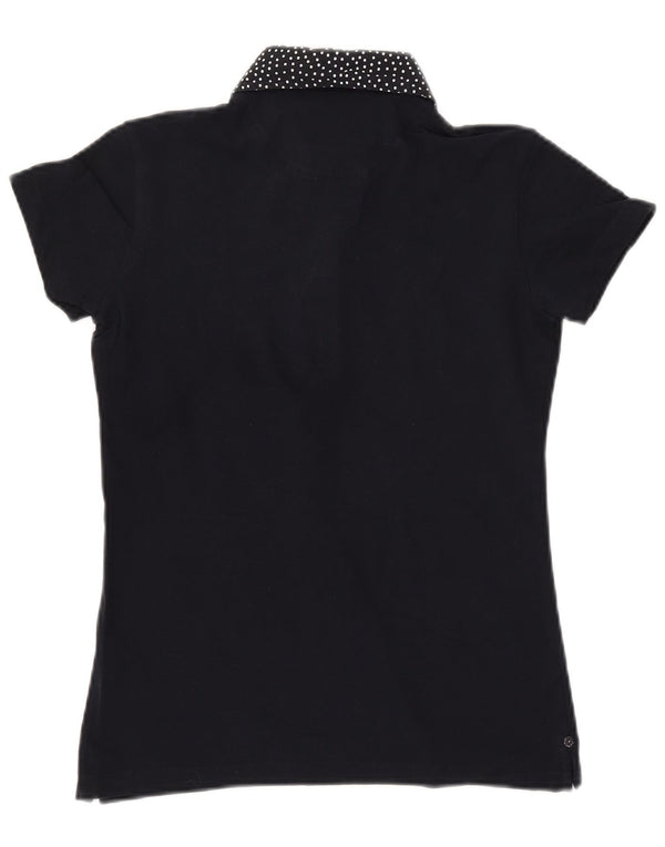 Женская рубашка-поло приталенного кроя WOOLRICH UK 12, средний темно-синий пятнистый хлопок