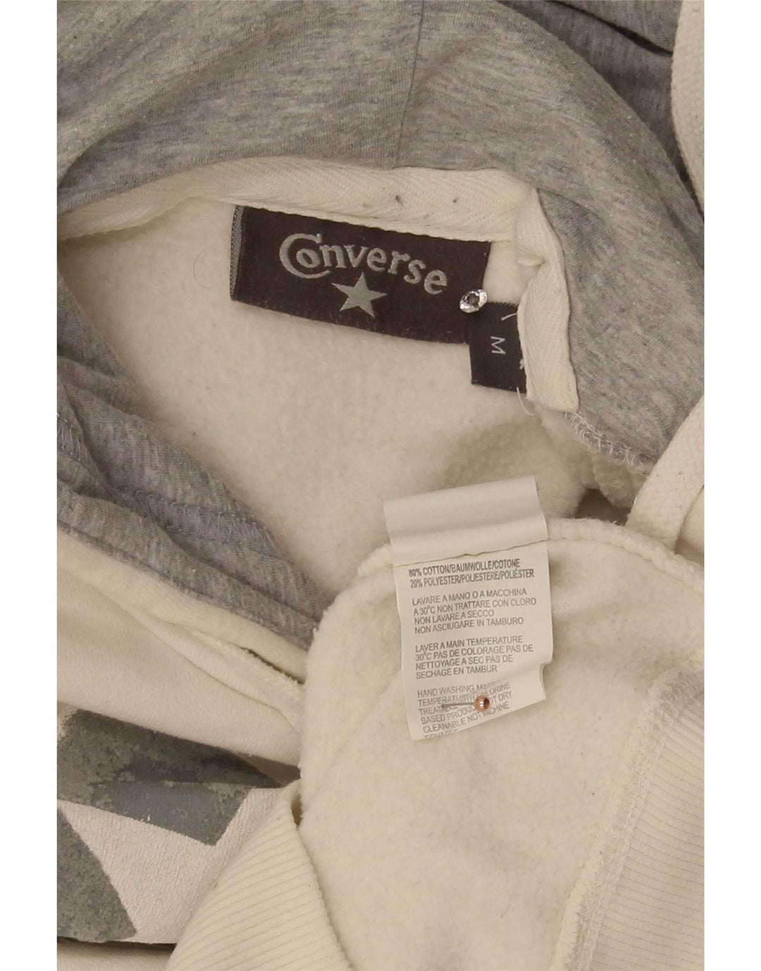 Мужской джемпер с капюшоном Converse с рисунком, средний, белый, хлопковый