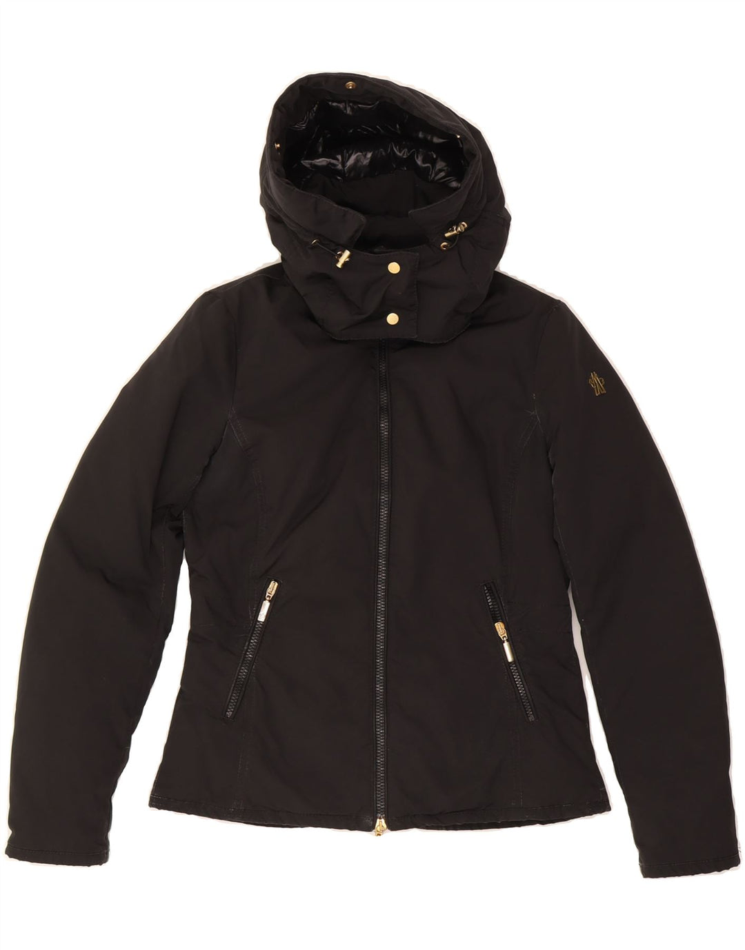 MONCLER Womens Hooded Windbreaker Jacket Size 1 Small Black Winter Vintage Moncler and Second-Hand Moncler from Messina Hembry 