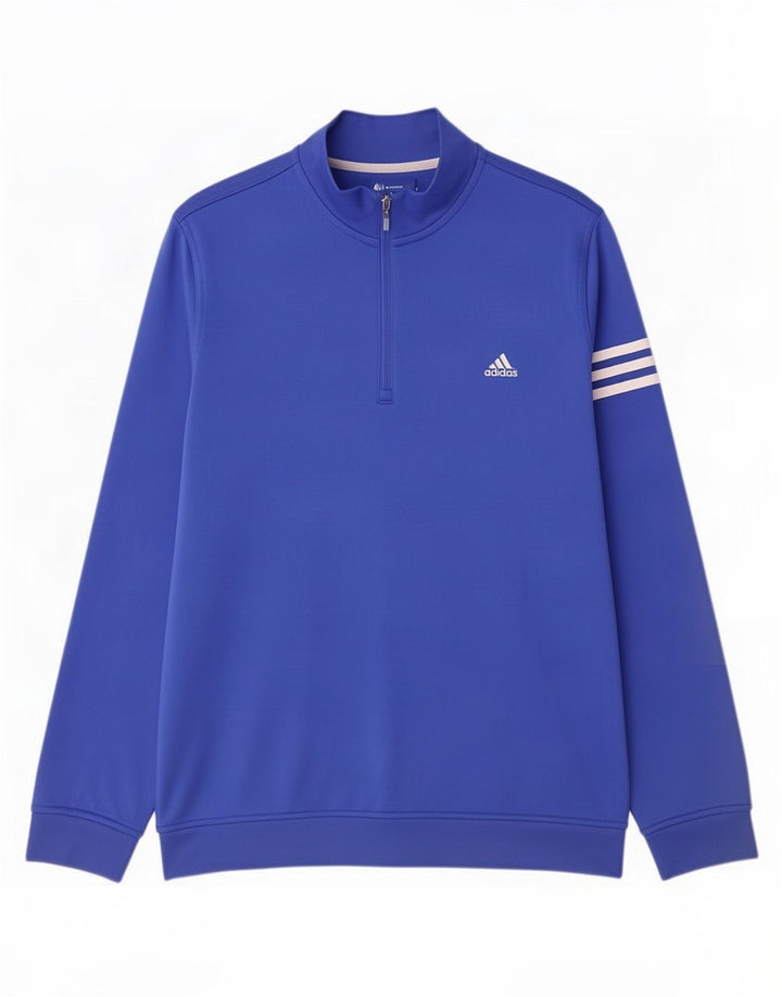 Мужской свитер с воротником на молнии Adidas Climalite, большой синий полиэстер