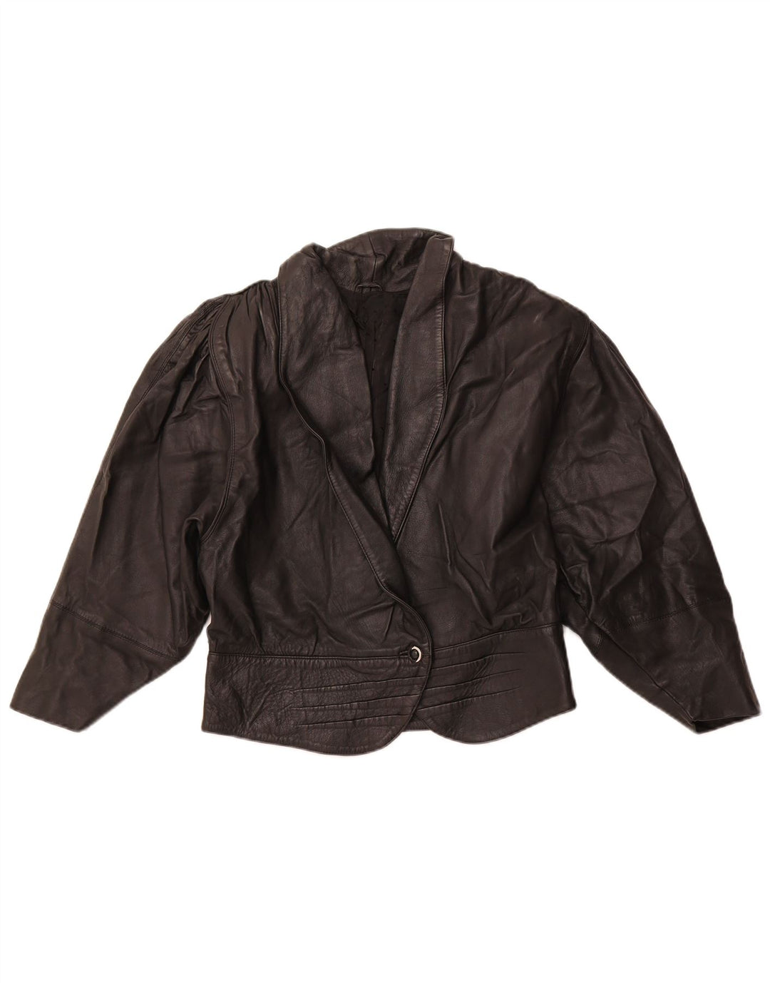 Женская укороченная кожаная куртка VINTAGE UK 10, маленькая, черная