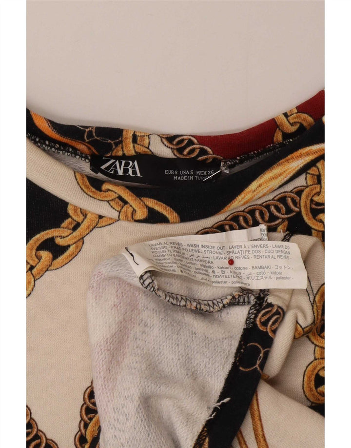 Женский укороченный свитшот с рисунком Zara UK 10, маленький разноцветный