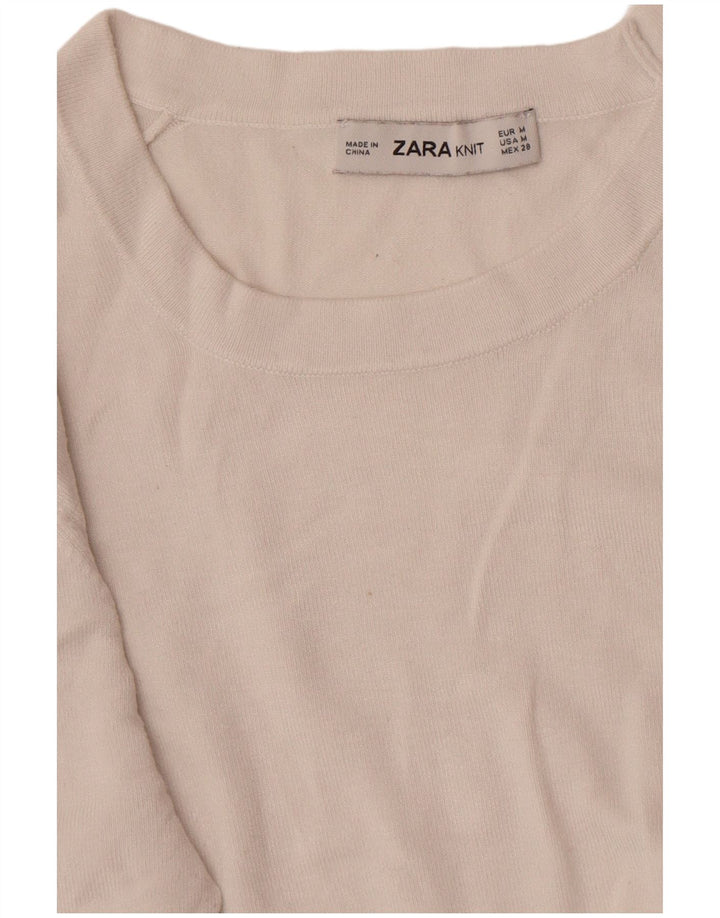 Женский джемпер с круглым вырезом Zara UK 12, средний белый