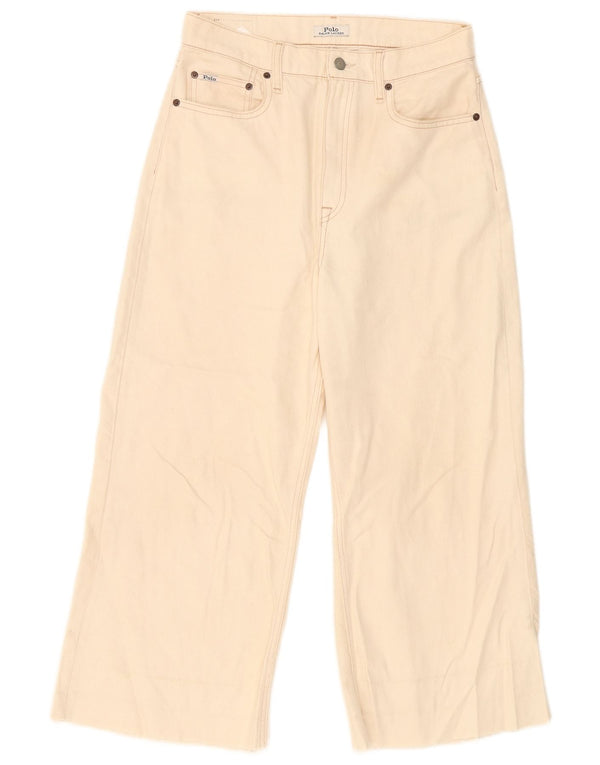 Женские укороченные джинсы с высокой талией и широкими штанинами Polo Ralph Lauren W29 L25 Бежевые
