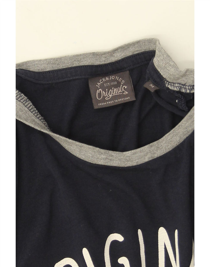 Мужской топ с рисунком Jack & Jones с длинным рукавом, средний темно-синий, хлопок
