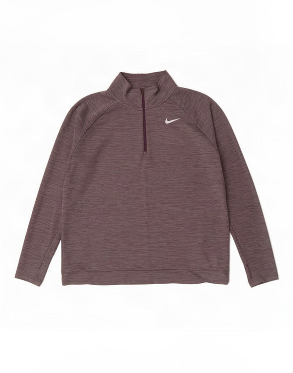 Мужской пуловер с воротником на молнии Nike Dri Fit XL, серый полиэстер с крапинками