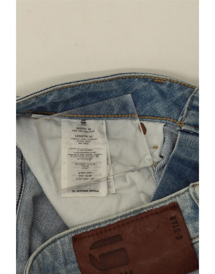 Мужские джинсы G-Star 3301 Slim W33 L32 Синие, хлопок