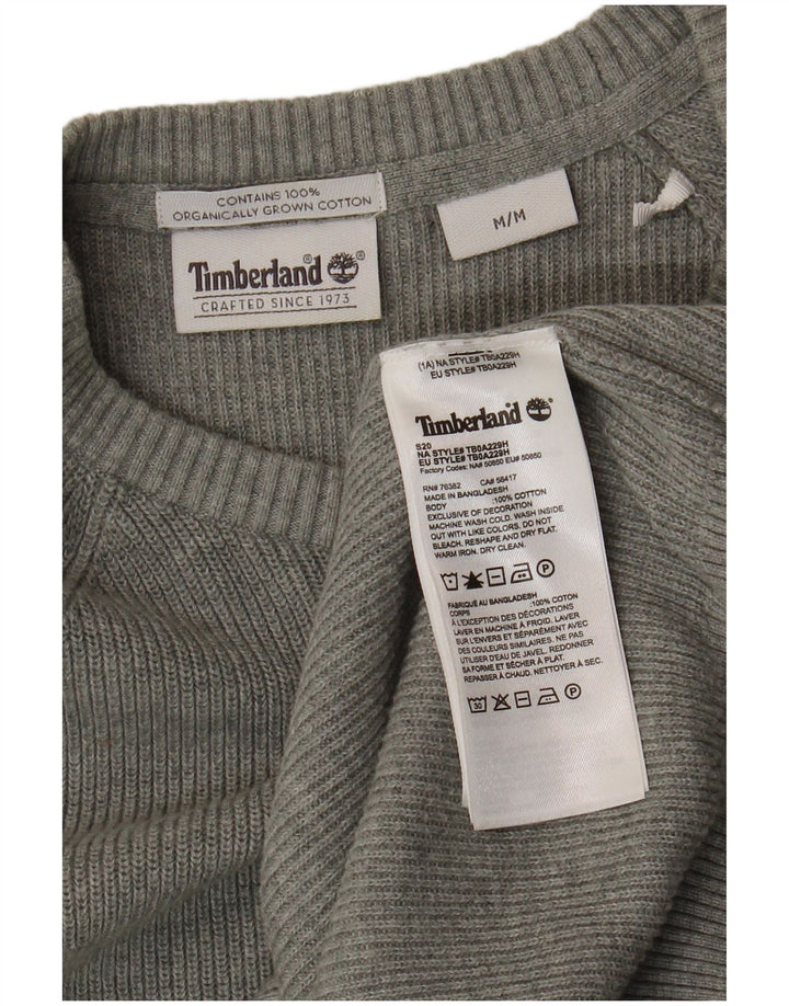 Мужской джемпер с круглым вырезом Timberland, хлопковый свитер среднего серого цвета