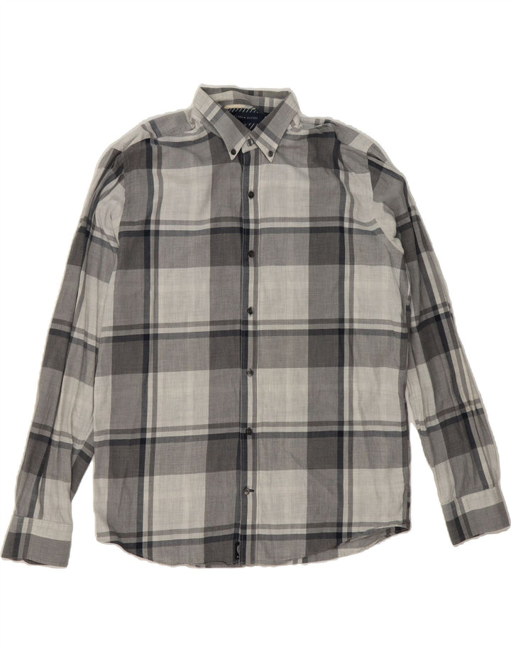 TOMMY HILFIGER Mens Shirt Medium Grey Check Cotton Vintage Tommy Hilfiger and Second-Hand Tommy Hilfiger from Messina Hembry 