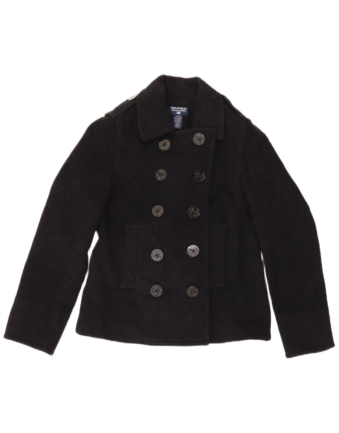 Женское бушлат Ralph Lauren UK 14, средний черный, шерсть