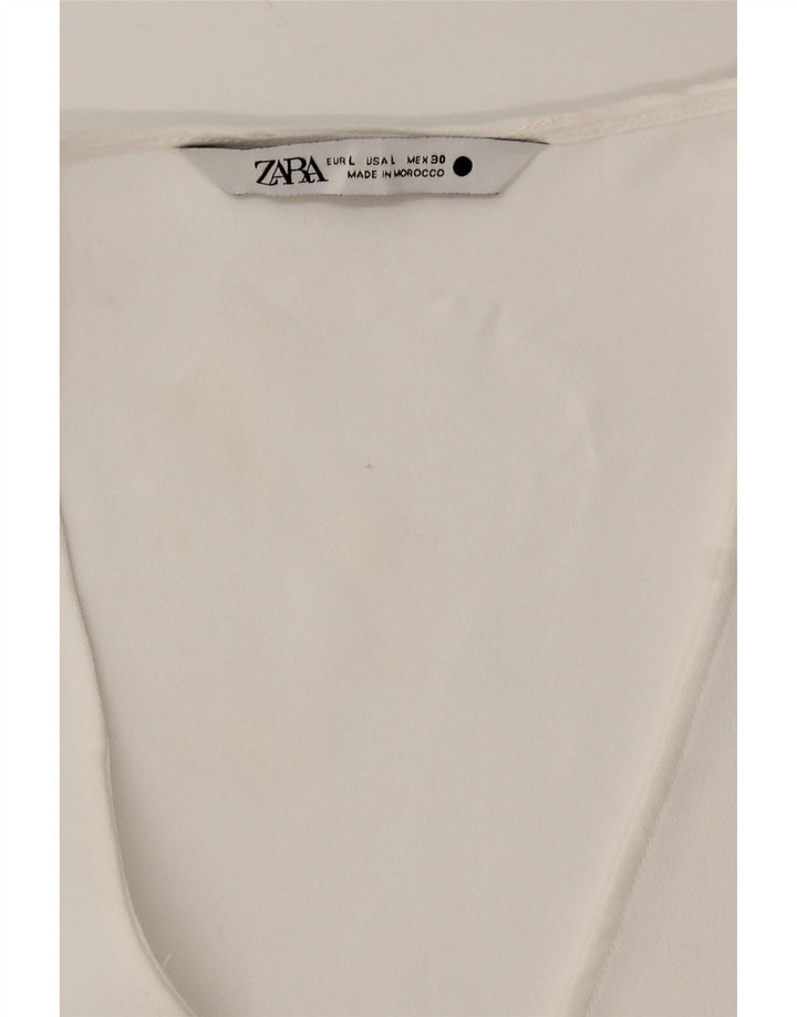 Женская блузка с длинным рукавом Zara UK 16, большая белая