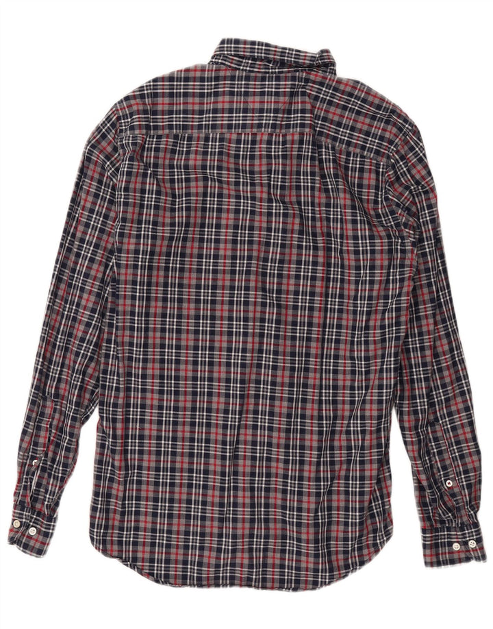 TOMMY HILFIGER Мужская рубашка среднего размера, темно-синяя клетка, хлопок