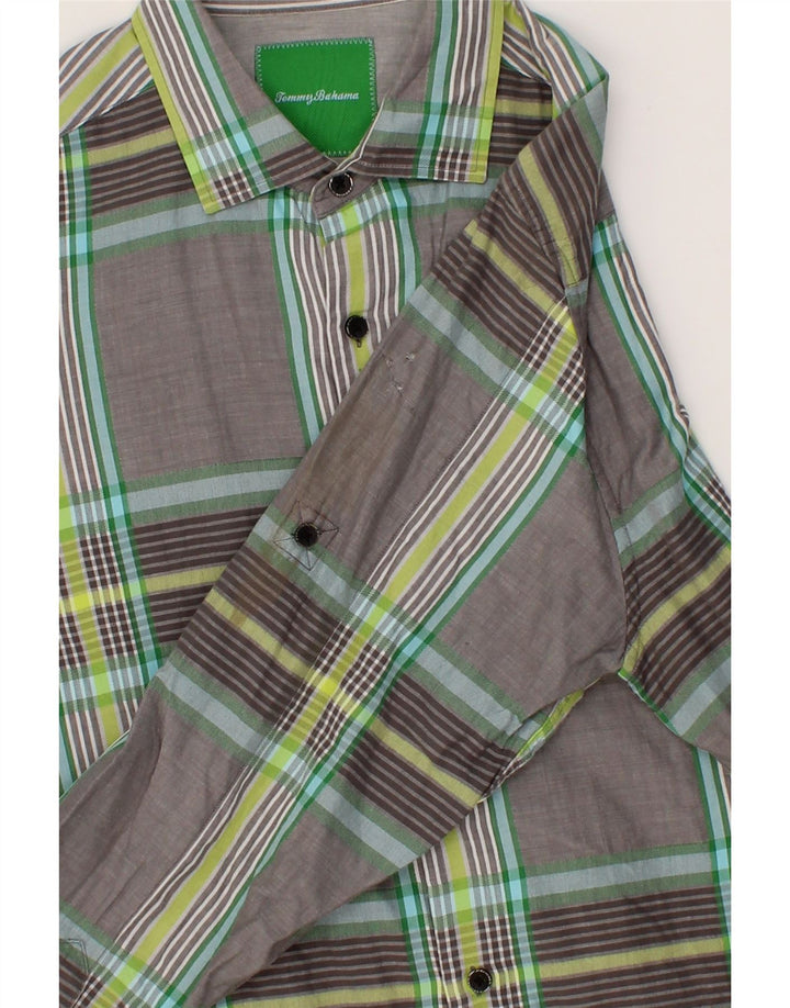 TOMMY BAHAMA Mens Shirt Medium Grey Plaid Cotton Vintage Tommy Bahama and Second-Hand Tommy Bahama from Messina Hembry 